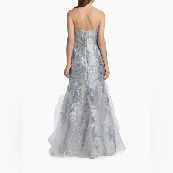Rene Ruiz Collection Brocade Tulle Strapless Mermaid Gown size 4 - Picture 3 of 14